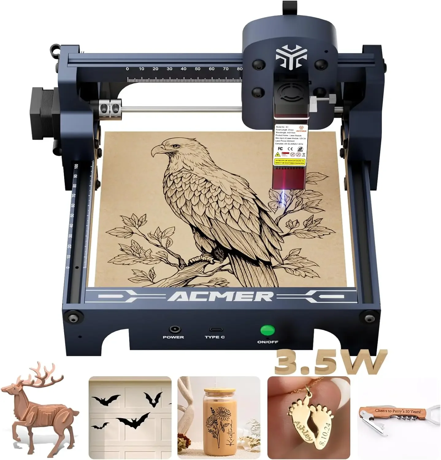 Woodworking Laser - ACMER S1 Laser Engraver, 3500mW Laser