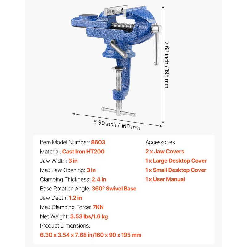 Bench Vise, 3 Inch, Portable W - Woodworking Bench Vise ulasan dan harga